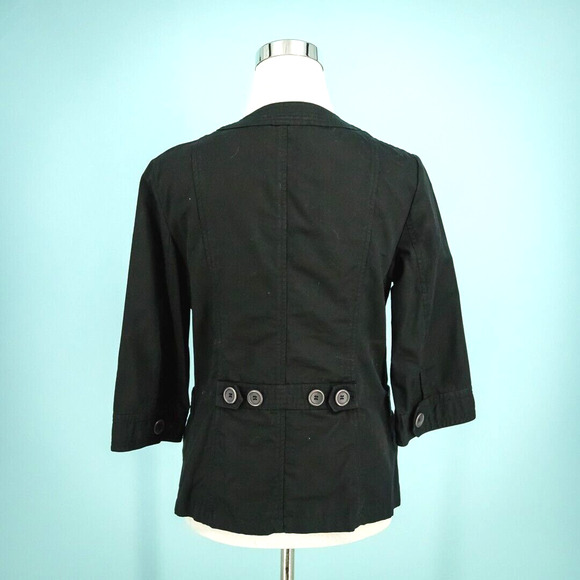 Comptoir Des Cotonniers 40 Size Medium M US Black Military Button Cotton Jacket - Picture 2 of 5
